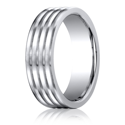 Cobaltchrome™ 7.0mm Comfort-Fit  Satin-Finished 4-Roll Design Ring  - view 1 of 2