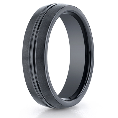 Ceramic 6mm Comfort-Fit Satin-Finished Design Ring