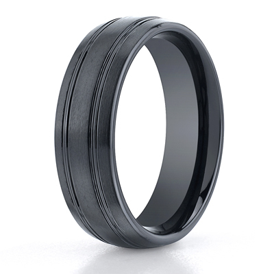 Ceramic 6mm Comfort-Fit Satin-Finished Design Ring