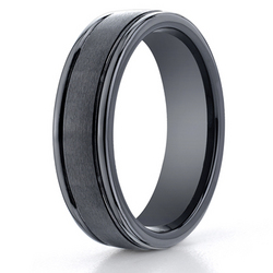 Ceramic 6mm Comfort-Fit Satin-Finished Round Edge Design Ring