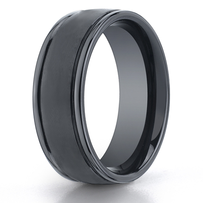 Ceramic 8mm Comfort-Fit Satin-Finished Round Edge Design Ring