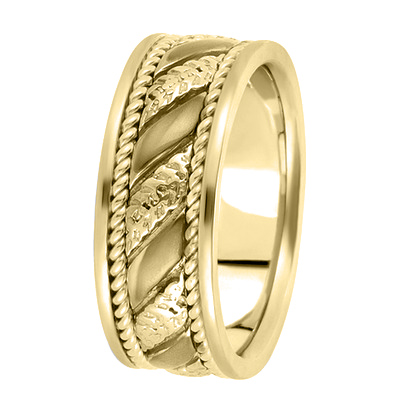 Grooved Hand Woven Wedding Band  - view 4