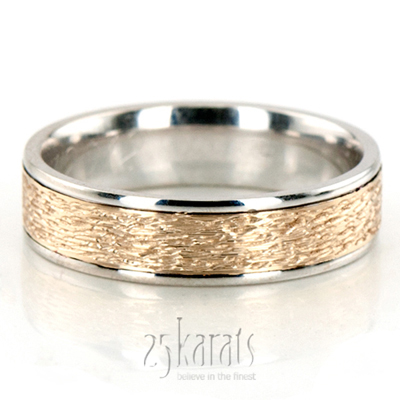 Two-Tone Rough Step Edge Wedding Ring 