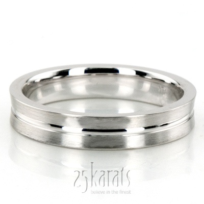 Concave Diamond Carved Wedding Band 