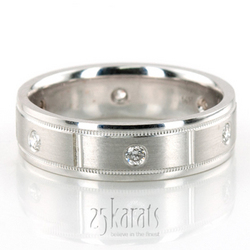 Shiny Edge Milgrain Diamond Wedding Ring 