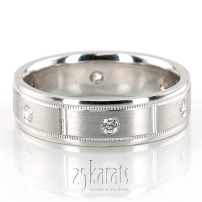 Shiny Edge Milgrain Diamond Wedding Ring 