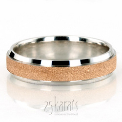 Beveled Edge Rose Stone Finish Wedding Band 