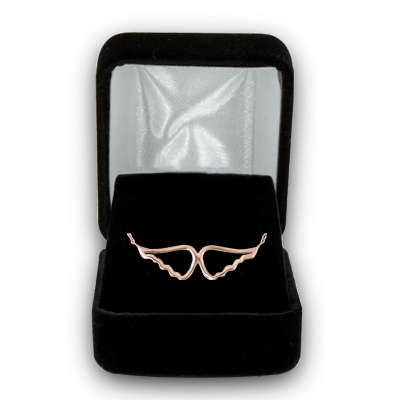 14K Rose Gold Solid Angel Wings Pendant