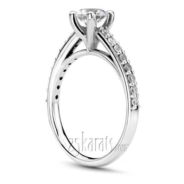 14K white gold Contemporary Shared Prong Engagement Ring - alternate view 2