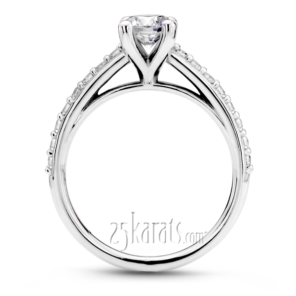 14K white gold Contemporary Shared Prong Engagement Ring - alternate view 3