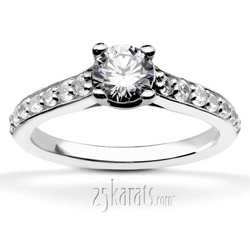 Classic Cathedral  Bead Setting Engagement Ring