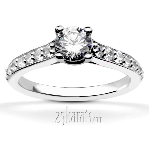 14K white gold Classic Cathedral Bead Setting Engagement Ring - main view