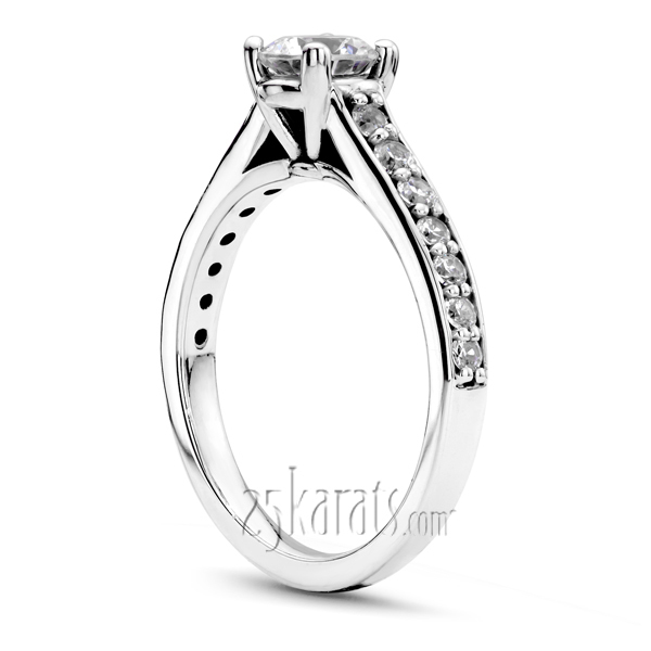 14K white gold Classic Cathedral Bead Setting Engagement Ring - alternate view 2