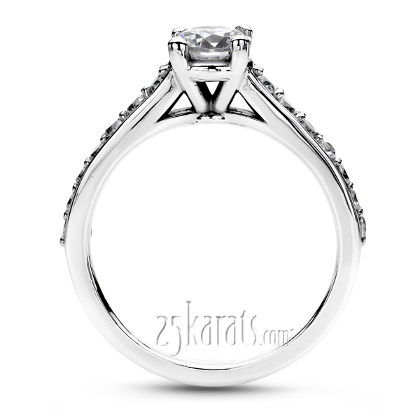 14K white gold Classic Cathedral Bead Setting Engagement Ring - alternate view 3