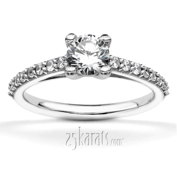 Contemporary Shared Prong  Engagement Ring