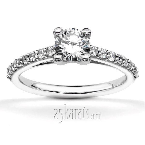 Contemporary Shared Prong  Engagement Ring 
