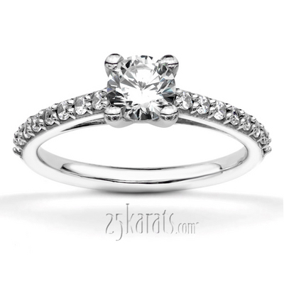 Contemporary Shared Prong  Engagement Ring thumbnail 1