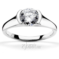 Half Bezel Contemporary Solitaire Engagement Ring 