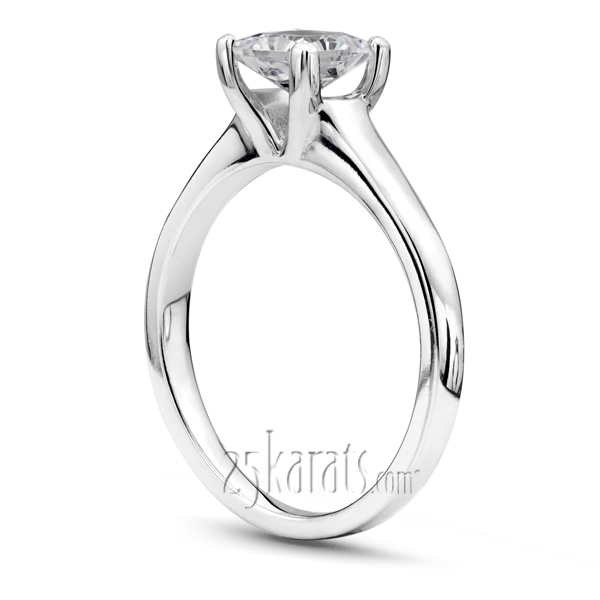 18K white gold V Tip Prong Square Center Solitaire Engagement Ring - alternate view 2