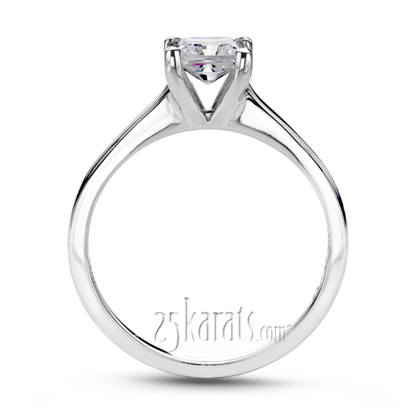 18K white gold V Tip Prong Square Center Solitaire Engagement Ring - alternate view 3