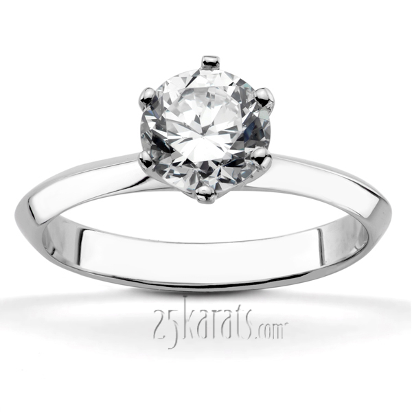 14K white gold Designer Knife Edge Solitaire Engagement Ring - main view