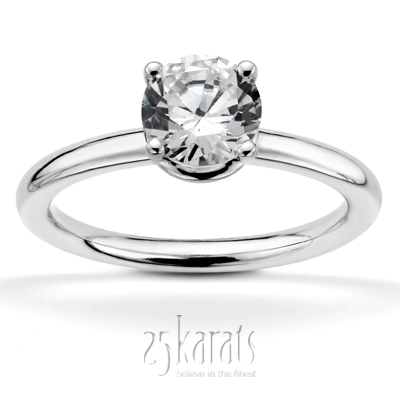 14K white gold Designer 4 Prong Solitaire Engagement Ring - main view