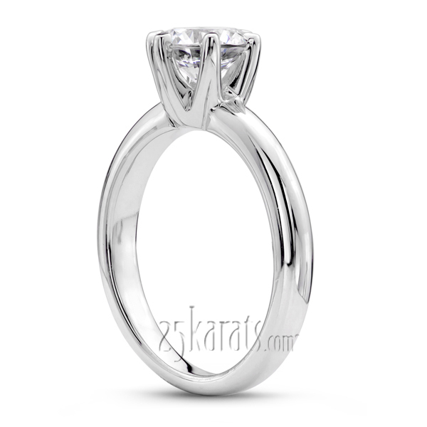 18K white gold Round Cut Plain Diamond Bridal Ring Six Prong Setting - alternate view 2