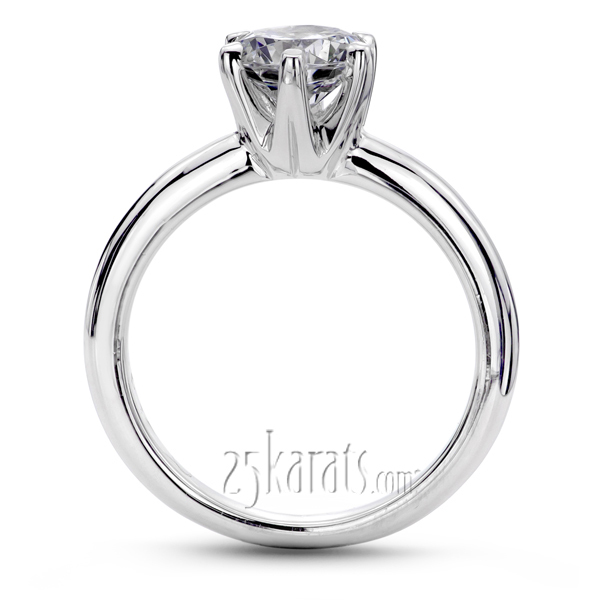 18K white gold Round Cut Plain Diamond Bridal Ring Six Prong Setting - alternate view 3