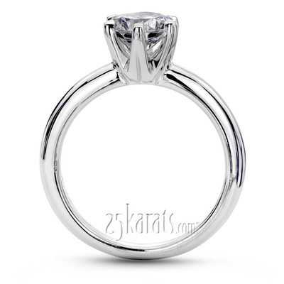 6 Prong Round Cut Plain Diamond Bridal Ring  thumbnail 3