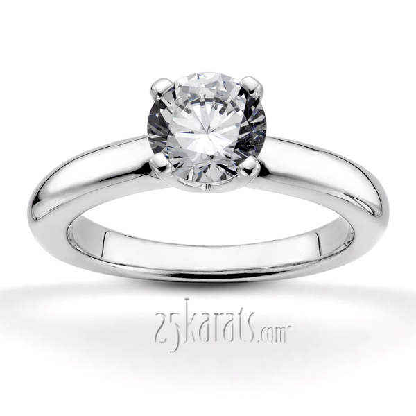 14K white gold Four Prong Set Solitaire Diamond Bridal Ring 1 - main view