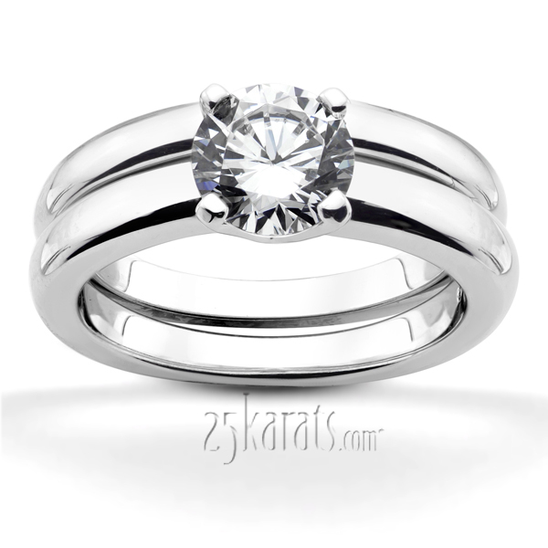 Four Prong Solitaire Diamond Bridal Ring Set  - view 1