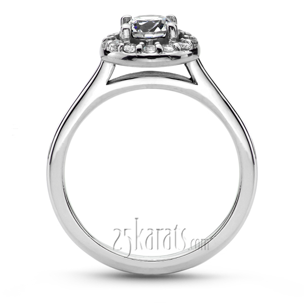 14K white gold Halo Style Bead Set Diamond Engagement Ring 1 - alternate view 2