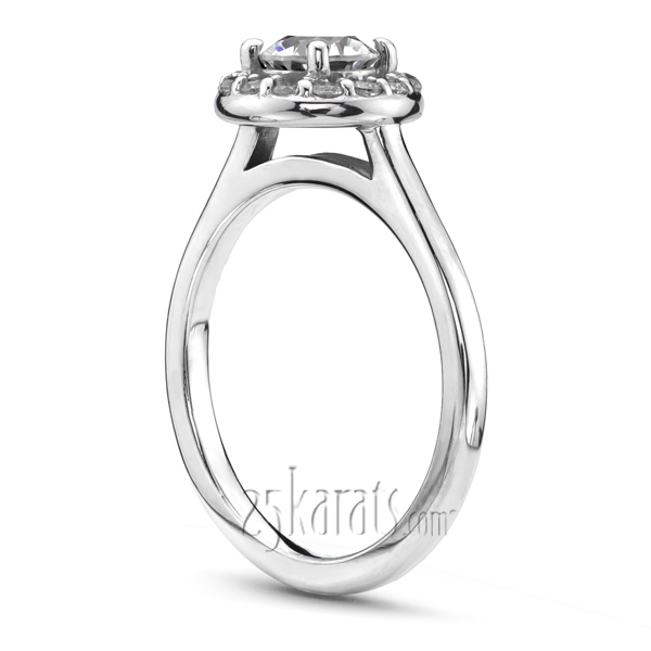 14K white gold Halo Style Bead Set Diamond Engagement Ring 2 - main view