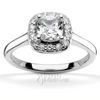 Cushion Center Halo Style Bead Set Engagement Ring (1/5 ct. t.w.)