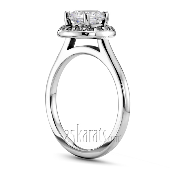 14K yellow gold Cushion Center Halo Style Bead Set Engagement Ring (1/5 ct. tw.) - alternate view 2