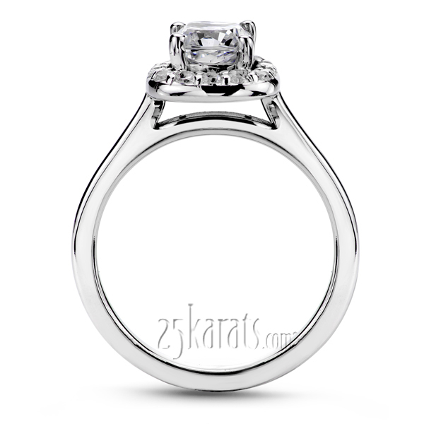 14K yellow gold Cushion Center Halo Style Bead Set Engagement Ring (1/5 ct. tw.) - alternate view 3