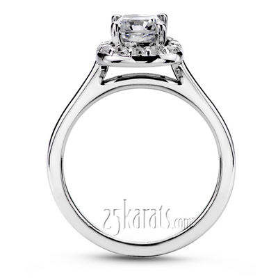 Cushion Center Halo Style Bead set Engagement Ring (1/5 ct. tw.) thumbnail 3