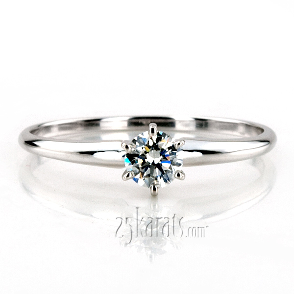 14K white gold Round Cut 6-Prong Classic Solitaire Engagement Ring - alternate view 3