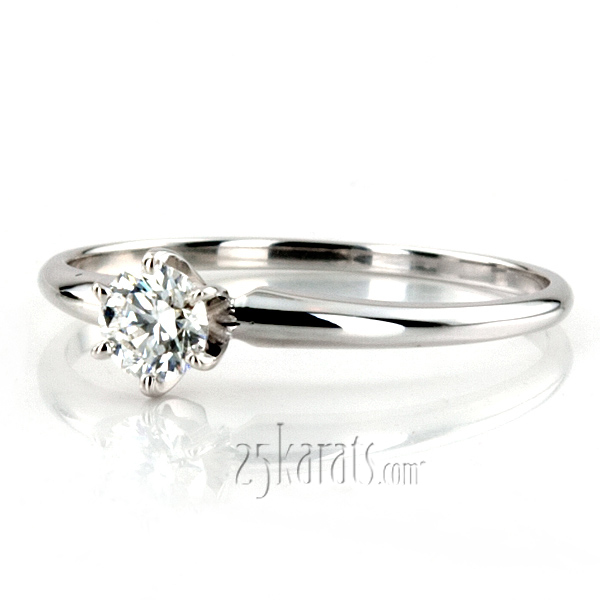 14K white gold Round Cut 6-Prong Classic Solitaire Engagement Ring - alternate view 4