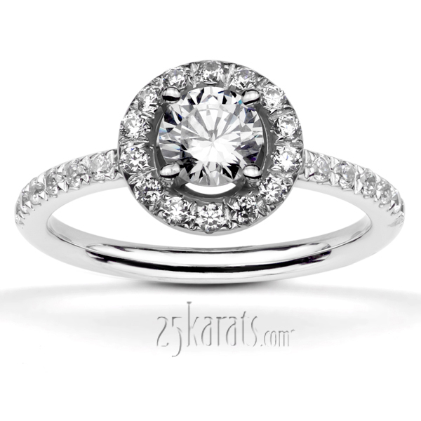 18K white gold Pave Set Halo Engagement Ring For Prong Center (0.45 - 0.60 ct. tw.) - main view