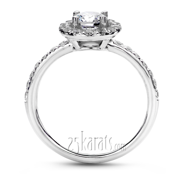 18K white gold Pave Set Halo Engagement Ring For Prong Center (0.45 - 0.60 ct. tw.) - alternate view 3