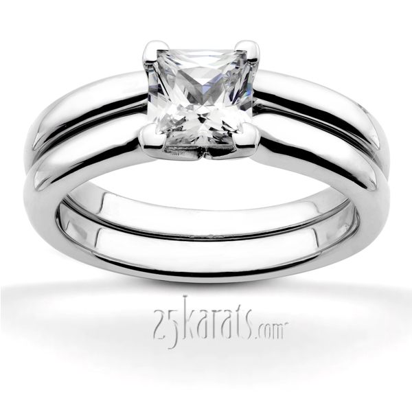14K white gold V Tip Four Prong Solitaire Engagement Ring 1 - main view