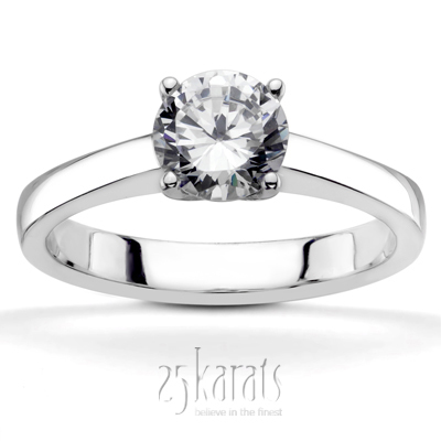 18K white gold Classic Basket Setting Solitaire Engagement Ring - main view
