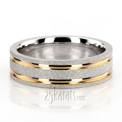 Contemporary Two-Color Stoned Wedding Ring 