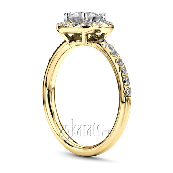 18K white gold Pave Set Halo Engagement Ring For Prong Center (0.45 - 0.60 ct. tw.) - alternate view 4