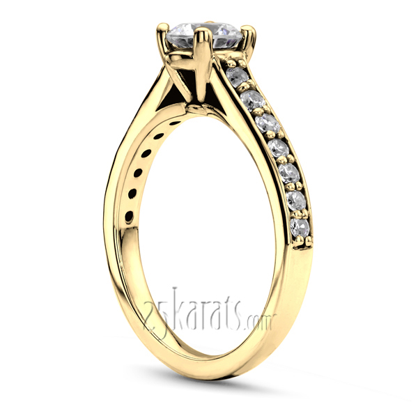 14K white gold Classic Cathedral Bead Setting Engagement Ring - alternate view 4