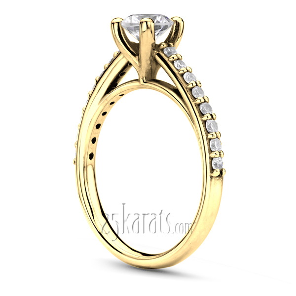 14K white gold Contemporary Shared Prong Engagement Ring 1 - alternate view 4