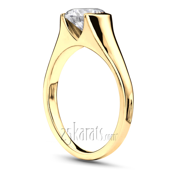 14K white gold Half Bezel Contemporary Solitaire Engagement Ring 1 - alternate view 4