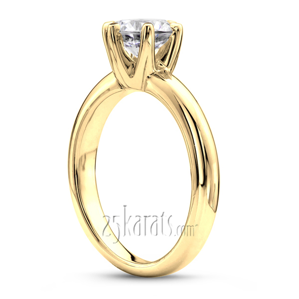 18K white gold Round Cut Plain Diamond Bridal Ring Six Prong Setting - alternate view 4