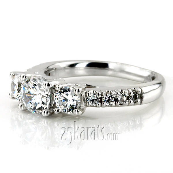 14K white gold Trellis Setting Three Stone Diamond Engagement Ring (0.70 ct. tw.) - main view